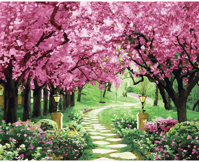 대형 명화 그리기 DIY 60X75cm 유화 캔버스 세트 거실 인테리어 그림 150종, H.풍경, H020.벚꽃엔딩, 1개, H020.벚꽃엔딩