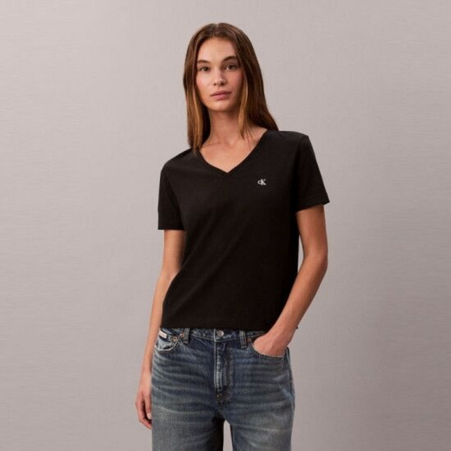 캘빈클라인 진 여성 모노그램 브이넥 티 47B205G RYP778 OIE735