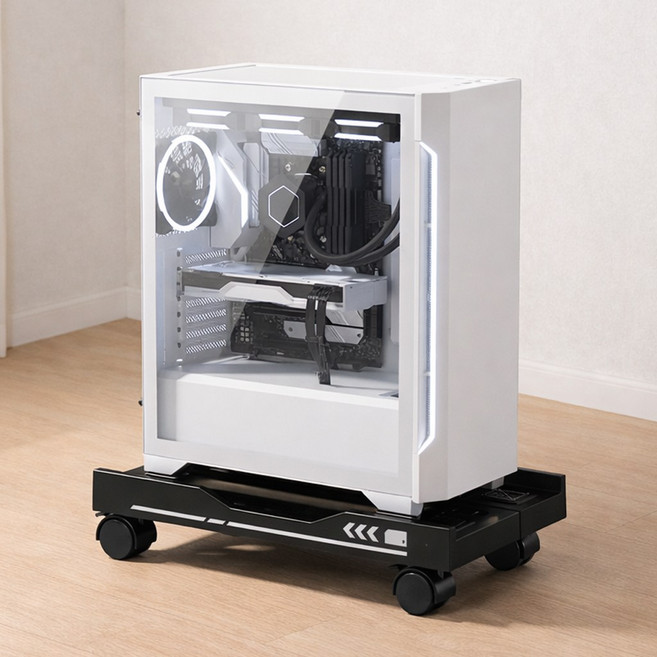 ROYAI ONE 조절형 이동식 컴퓨터 본체 받침대 데스크탑 받침대 PC받침대, 1개, 블랙