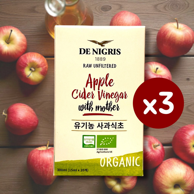 데니그리스 유기농 사과식초 스틱 20p, 300ml, 3개