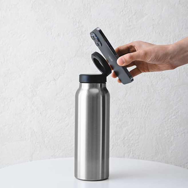 맥세이프 휴대폰 거치대 텀블러 보온보냉 텀블러 스테인리스 304 710ml + 꾸밈스티커 추가증정, 1개, 실버