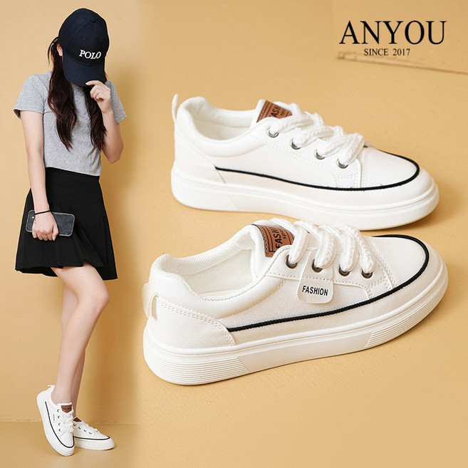 여성 신발 흰 운동화 캐주얼 스니커즈 사계절 어디에나 잘 어울리는