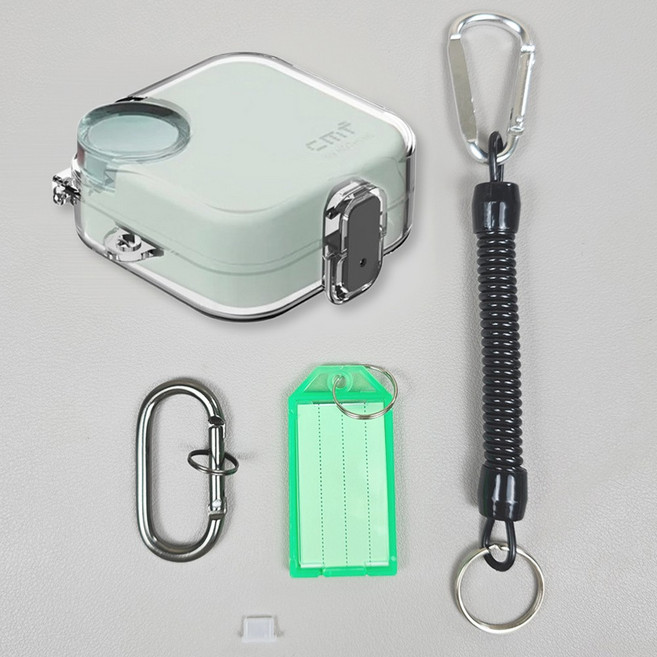 호환 낫싱 CMF 버즈 프로2 투명 케이스 카라비너 코일스트랩 네임태그 포트마개 5종 세트, 낫싱 CMF 버즈 프로2 투명 5종세트