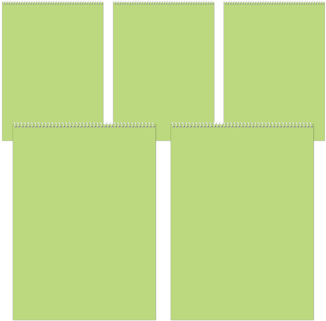 클라리온 단색 무선 종합장 32매 5권, C 연두