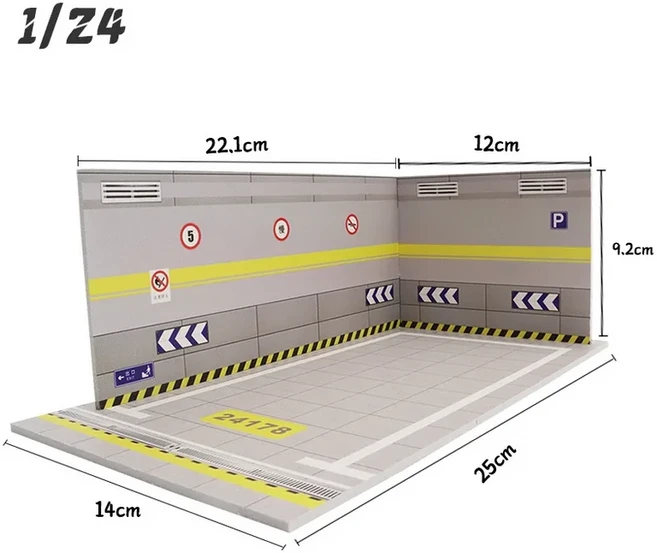 다이캐스트 자동차 합금 디오라마 PVC 주차 공간 장면 미니어터 모델 디스플레이 장식 소년 선물 Garage1 2, 04 24178