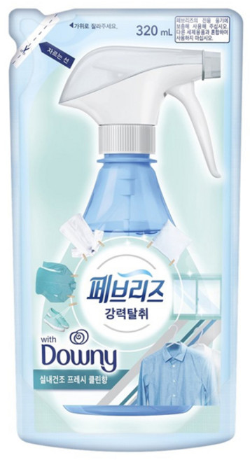 페브리즈 섬유탈취제 다우니 실내건조 프레시클린향 리필, 320ml, 1개