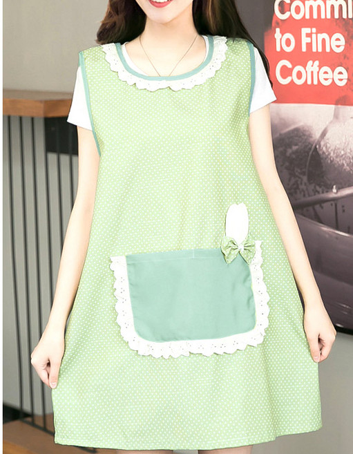 시앙마이 도트 어린이집 선생님 보육교사 유치원 교사용 앞치마, 라임, 1개