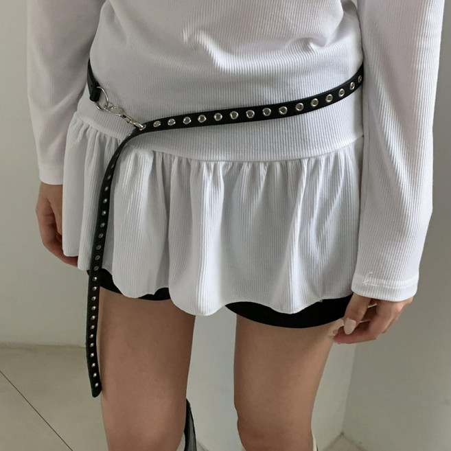 블루씨티 오비트 아일렛 레더 펀칭 롱 스트랩 버클 벨트