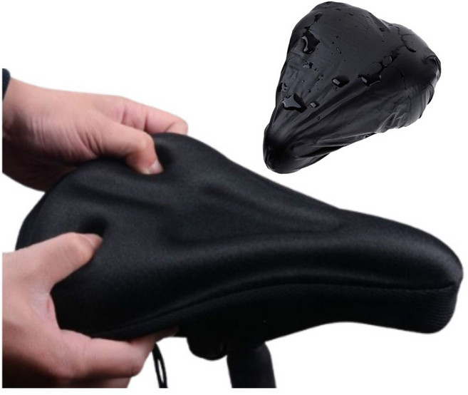 키쉬홈 빵빵한 자전거안장 쿠션패드 방수커버 실내자전거 전립선보호, 1세트, 블랙