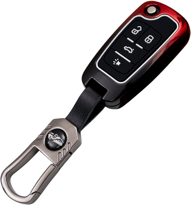 쉐보레 호환 차 케이스 자동차 스마트키 커버 메탈 리모컨 키홀더 차량용품, 폴딩4버튼_MG02, 레드