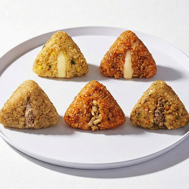 [당일출고] 다섯가지맛 엄지 냉동 구운주먹밥 간편 한끼 도시락 캠핑 간식, 100g, 15개