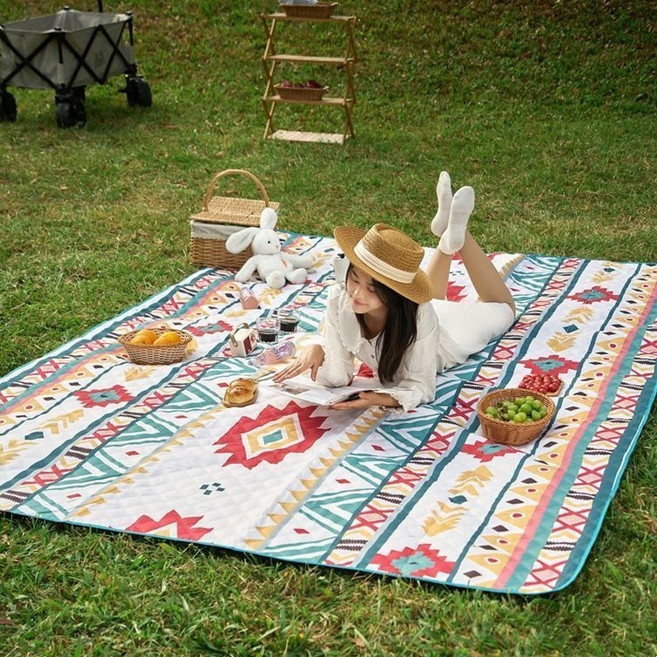 시스슈 피크닉매트 푹신한 프리미엄 방수원단 야외 캠핑매트, 녹색