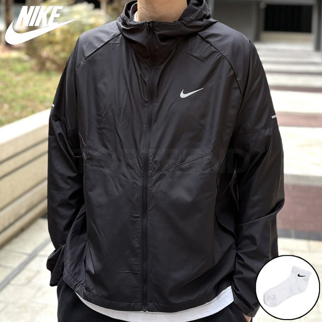 [국내매장AS] 나이키 바람막이 남성 러닝 자켓 후드 리펠 마일러 스포츠양말 세트