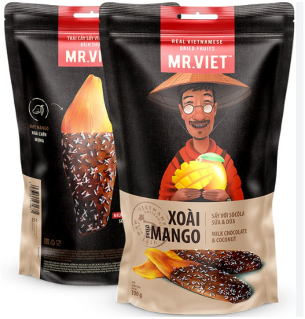 Mr. Viet 밀크초콜릿 & 코코넛 말린 망고 3개 한 세트 100g, 1개