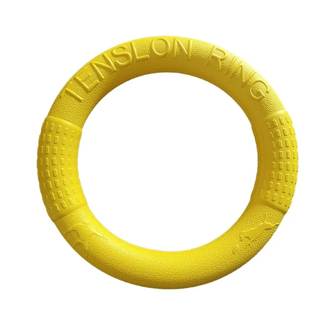 애견 EVA 링 원반 던지기 강아지 프리스비 도그 2사이즈 4컬러 반려견 플라잉링, 옐로우, 1개