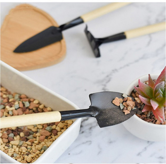 1/2/3set구성 미니 원예 모종삽 3종 꽃삽 갈퀴 포크삽 잡초제거 호미 화분 가꾸기 용품, 1세트