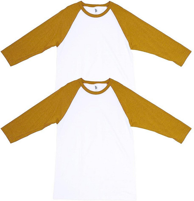 American Apparel 유니 CVC 래글런 티셔츠 스타일 G2003CVC 2팩 헤더 차콜/블랙 (2팩) 151953 5933488274