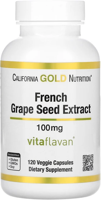 캘리포니아 골드 뉴트리션 포도씨 추출물 100mg 120정 California Gold Nutrition French Grape Seed Extract 100mg 120 Capsules, 1개 - 쿠팡