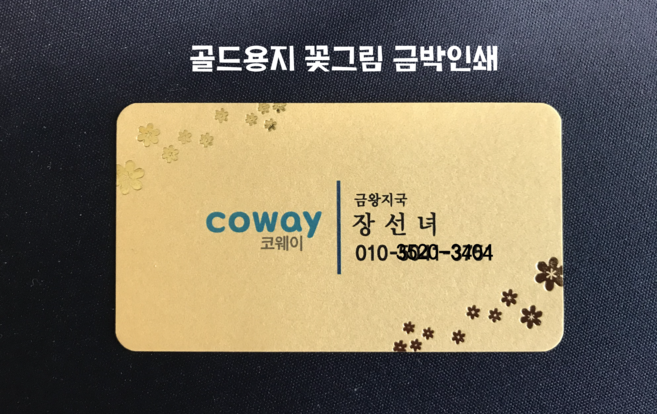 독특한 고급 금박 명함 디자인 시안 소량 제작 인쇄 일러스트 골드펄 미니 명함만들기, 골드, 한면2