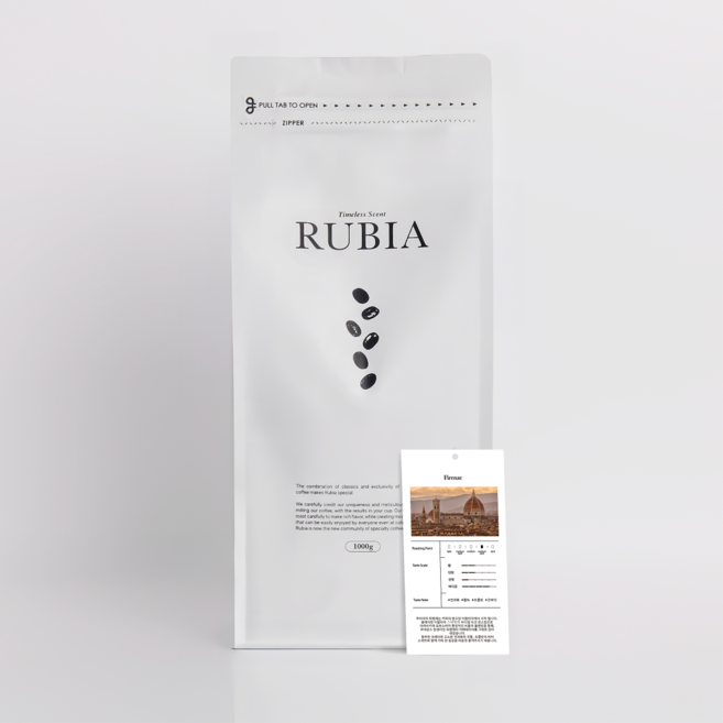 루비아 피렌체 정통 이탈리안 스타일 다크 로스팅 블렌딩 커피 원두, 1kg, 1개