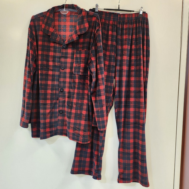 댑 융 밍크스판 레드체크 남성잠옷셋트 보들보들 스판좋은 고급소재 ((최종가격조정))부평점