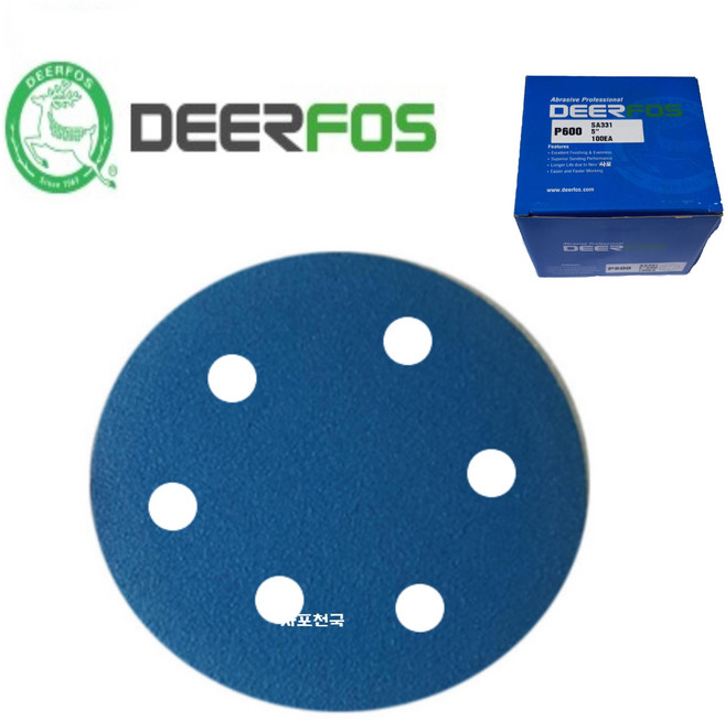 디어포스 5인치 6홀 / 원형사포 필름벨크로 SA331, 220번(100장), 100개