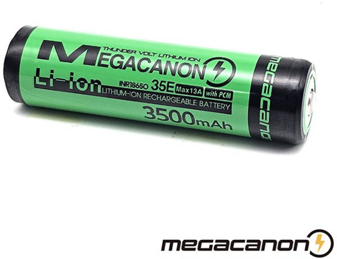 메가캐논 18650 삼성SDI INR18650-35E 13A 고방전 보호회로 MEGACANON 3500mAh, MEGACANON 3500 13A 돌출(볼록)