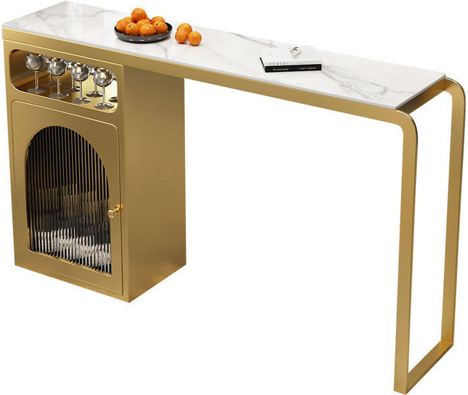 奶油風吧台桌 陽台休閒小吧檯 小戶型, 金色 雪山石,180*40*100, 1個