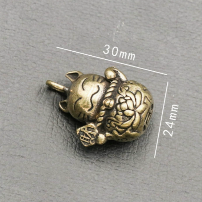 뚱보 2매입 황동 풍수 악세사리 열쇠고리 부자재, 고양이 황동, 2개