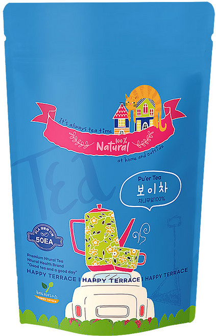 50티백 중국 운남성 보이차 삼각티백, 1개, 50개입, 1g