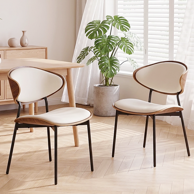 LUXRORO 이메스 스타일 식탁의자 북유럽 스타일 카페 의자, 화이트, 2개