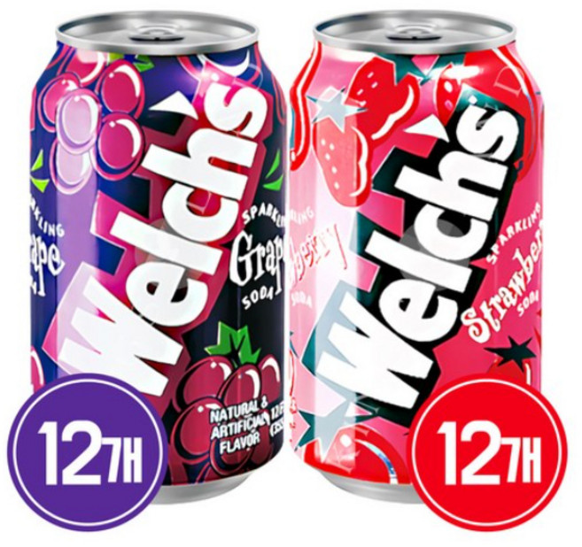 웰치스 포도맛 355ml 12개 + 웰치스딸기맛355ml12개, 24개