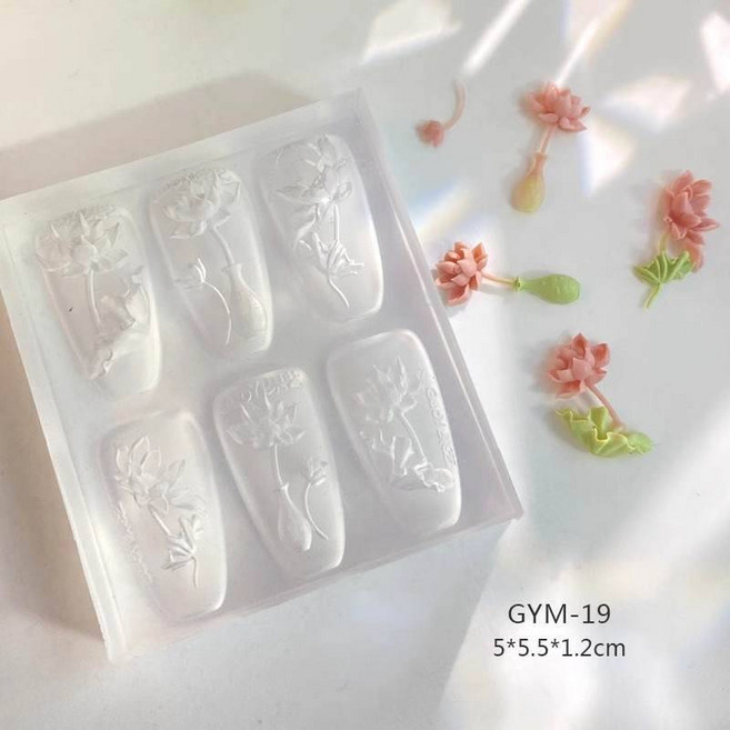네일 템플릿 TSZS 1pc 드래곤 옥 버클 3D 케이크 금형 아트 장식 실리콘 스탬프 팬 연꽃, GYM19, 1개