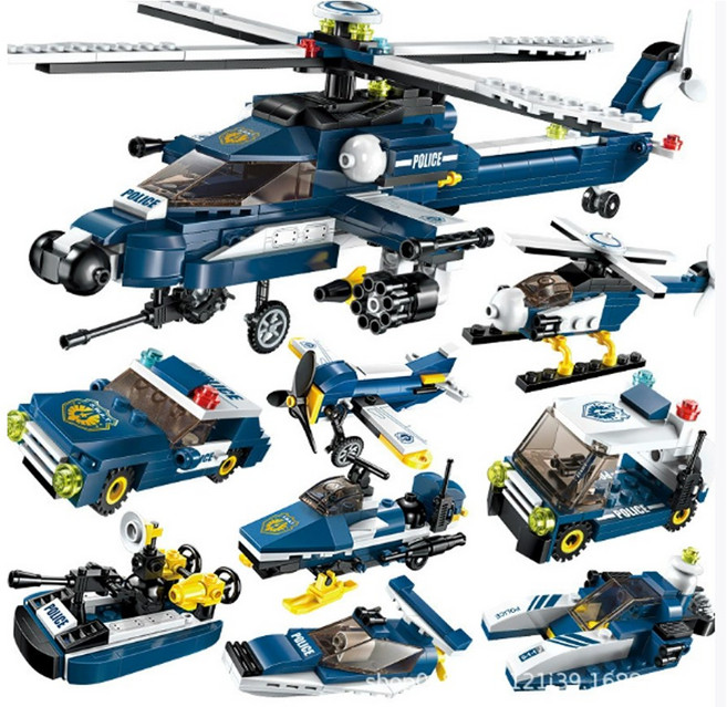 8in1 합체 소방 경찰 군인 블럭 레고호환블럭 8종세트, 옵션2번경찰(8in1), 1개