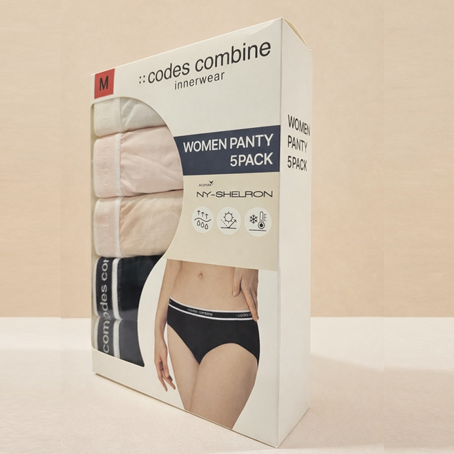 코데즈컴바인 여성 심리스 무봉제 햄 팬티 5매 세트 무자극 노라인 데일리 퓨징 팬티 이너웨어 코스트코