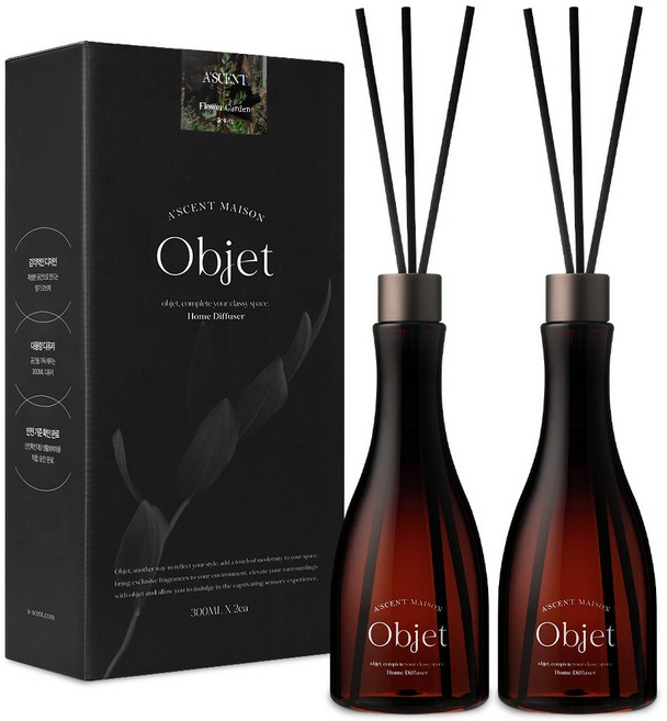1+1 에이센트 오브제 디퓨저 실내방향제 300ml 2개 세트, 플라워가든