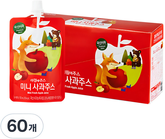 아침에주스 미니 사과 주스, 100ml, 60개