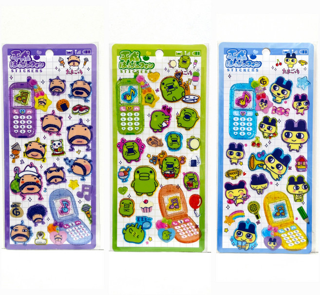 헤이세이 레트로 다마고치 쿠치파치 오야지치 마메치 입체 스티커 다꾸 3D스티커 해피퐁 핸드폰씰 폰꾸 다꾸 바인더꾸미기, 블루