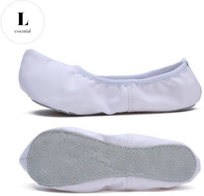 L-에센셜 소가죽 코있는 굽없는 한국무용화 한국무용 코슈즈 입시 슈즈 신발 흰색 캔버스