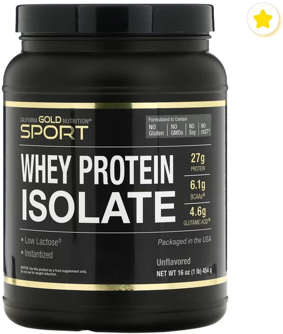 캘리포니아골드뉴트리션 (GOLD) 웨이 프로틴 파우더 아이솔레이트 분리 유청 단백질 분말 1병 맛 무함유 454g (1통 454g), 1개 - 쿠팡