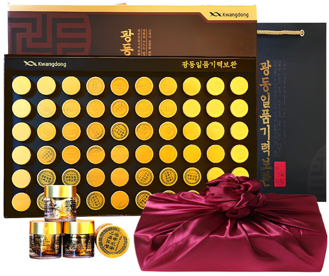 광동 침향 녹용 홍삼 기력 기력환 60세트+쇼핑백 추석 명절 부모님 건강 선물세트 1개, 총 225g (60입), 225g, 60개