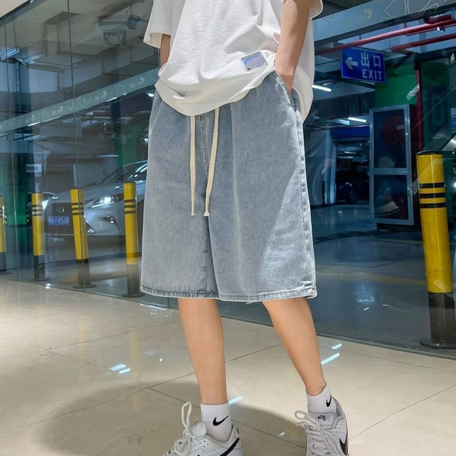 LND (당일출고) 남여공용 데님 버뮤다 밴딩 팬츠 5부 바지 반바지 M-3XL