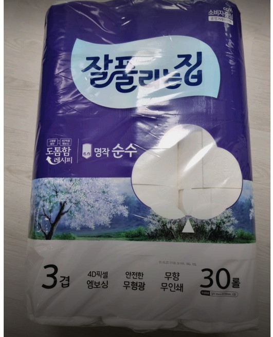 잘풀리는집 명작순수 3겹 화장지 두루마리 휴지, 30m, 30롤, 1개