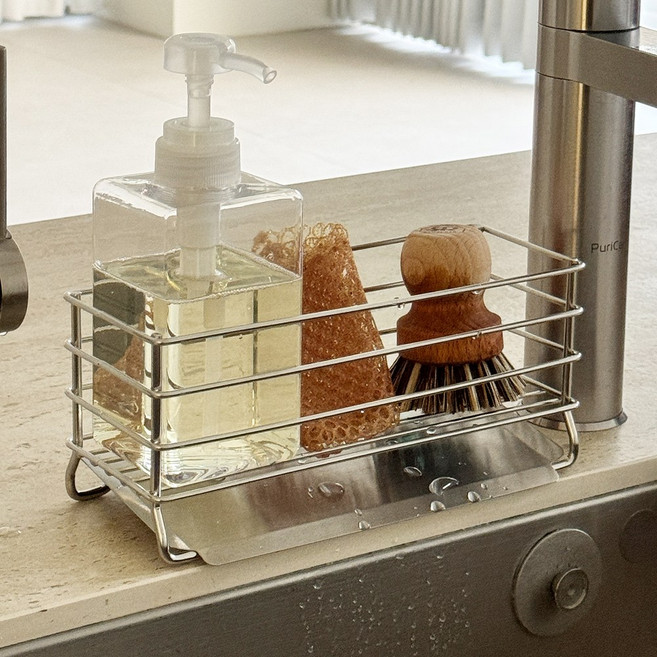 물빠짐 스텐 수세미거치대 수세미걸이 주방세제 거치대 받침대, 1개, 기본형