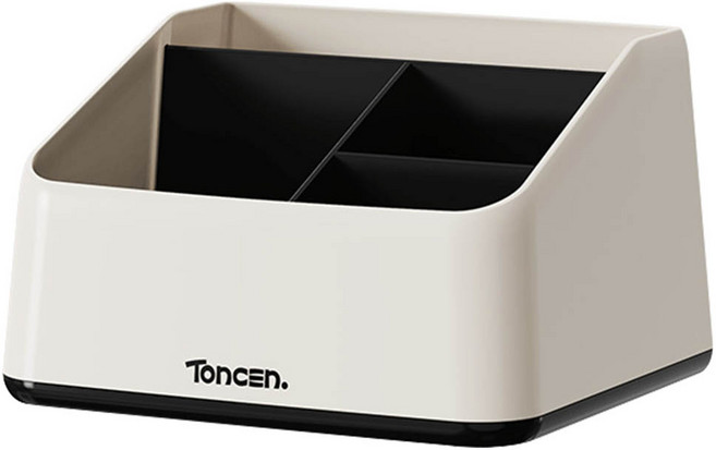 Toncen. 簡約西西里斜口桌面文具收納盒, 白色, 1個