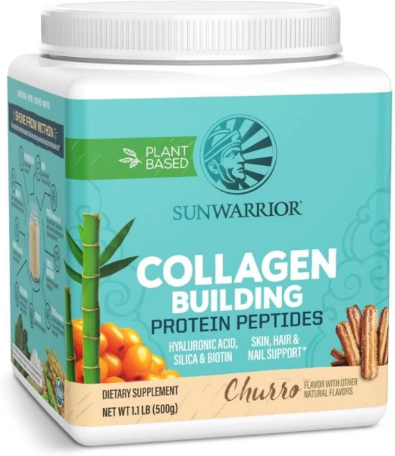 콜라겐 피부 탄력 헤어 스킨 네일 유제품 프리 글루텐 | 초콜릿 비오틴 비타민 C 히알루론산이 함유된 선워리어 비건 빌딩 파우더 단백질 펩타이드, 20 Servings (Pack of 1), Churro, 1개 - 쿠팡