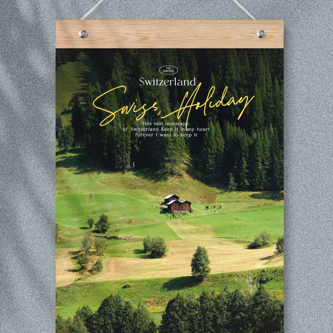 퍼니즈 2026년 빅사이즈 벽걸이 달력 + 우드바 세트, 스위스홀리데이, 1개