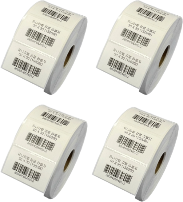 감열라벨지 가로5cm 세로3cm 1500매 4롤, 감열라벨 50x30 4롤