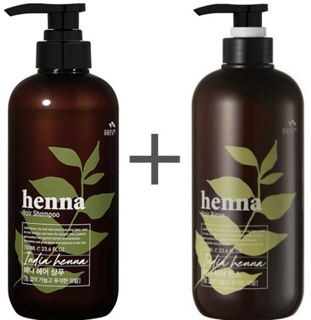 꽃을든남자 헤나 헤어 샴푸 700ml + 헤나 헤어 린스 700ml, 2개