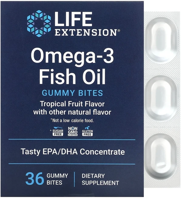 Life Extension 오메가3 피쉬 오일 구미젤리 바이츠 열대 과일 750mg 구미젤리 36개, LifeExtension오메가3피쉬오일구미젤리바이츠열대 - 쿠팡